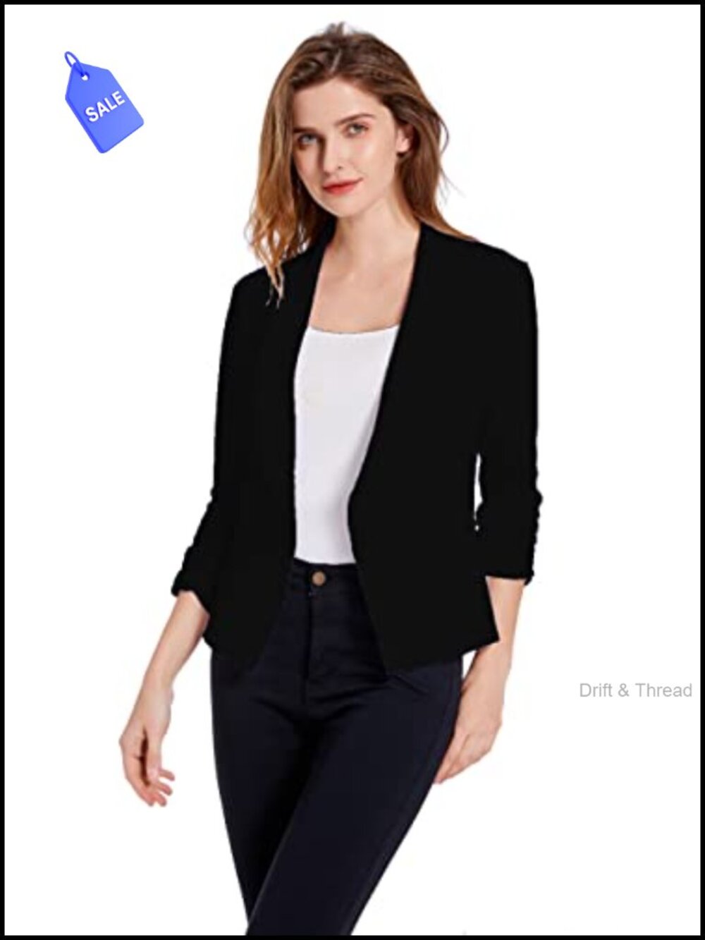 Women's Lightweight Stretchy Cardigan Blazer One Button Ruched Sleeve Business